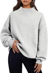 Trendy Queen Womens Mock Neck Sweatshirts Oversized Pullover Fall Outfits | Fall Fashion Clothes 2026,Teacher Outfits,Long Sleeve Tops,Comfort Soft Fleece,Casual Lounge Travel Work Hiking Outfit
