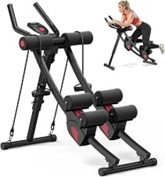 MERACH Ab Machine, Adjustable Ab Trainer Machine, AB Workout Equipment | Independent Dual Tracks for Mountain Climber for Home Gym, Foldable for Home Exercise, Load Capacity 440 LBS, Space-Saving