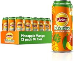 Lipton Fusions, Pineapple Mango Lemonade Iced Tea, 16 Fl Oz Cans (Pack of 12)