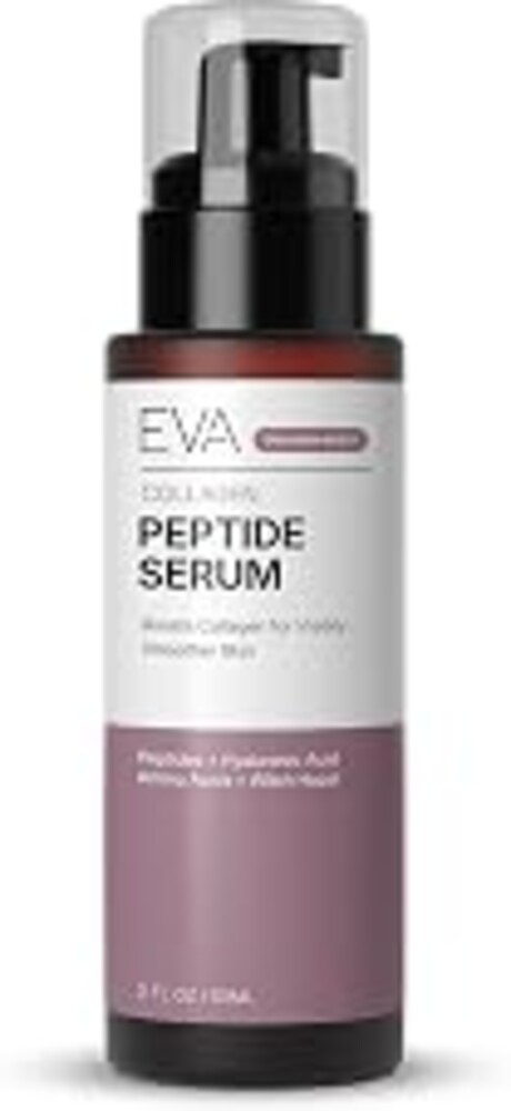Eva Naturals Collagen Multi Peptide Serum for Face, Copper Peptides, 2 oz | anti aging multi peptide complex, hyaluronic acid, firms & plumps the look of skin, korean skincare, fragrance free, 2 oz