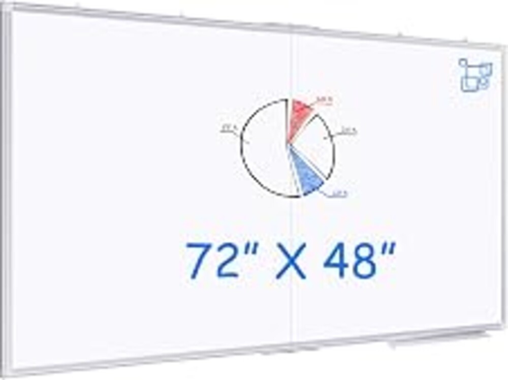 Maxtek White Board Dry Erase 72x48, Large Magnetic Whiteboard Wall Mounted | 6'x4' Foldable Aluminum Presentation Wall-Mounted Marker Board with a Long Pen Tray for School, Classroom, Office, and Home