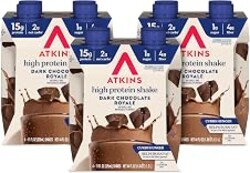 Atkins Dark Chocolate Royale High Protein Shake, 12 Count | 15g Protein, 2g Net Carbs, 1g Sugar, 4g Fiber, Ready to Drink, Keto Friendly, 11fl oz, 3 Pack of 4 Count Shakes