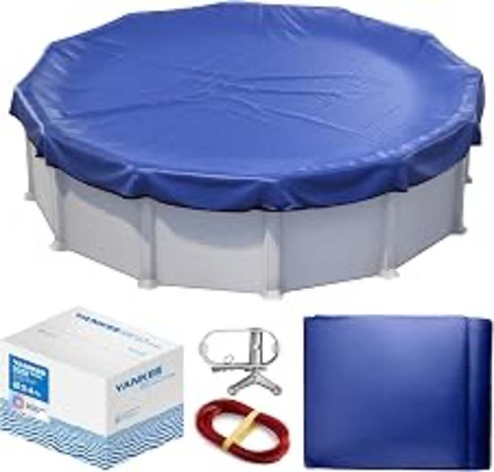 Winter Pool Cover 24 ft Round for Above Ground | Extra Thick & Durable Above-Ground Pool Cover | Sapphire Series of Premium Cold- and UV-Resistant Pool Cover | by Yankee Pool Pillow