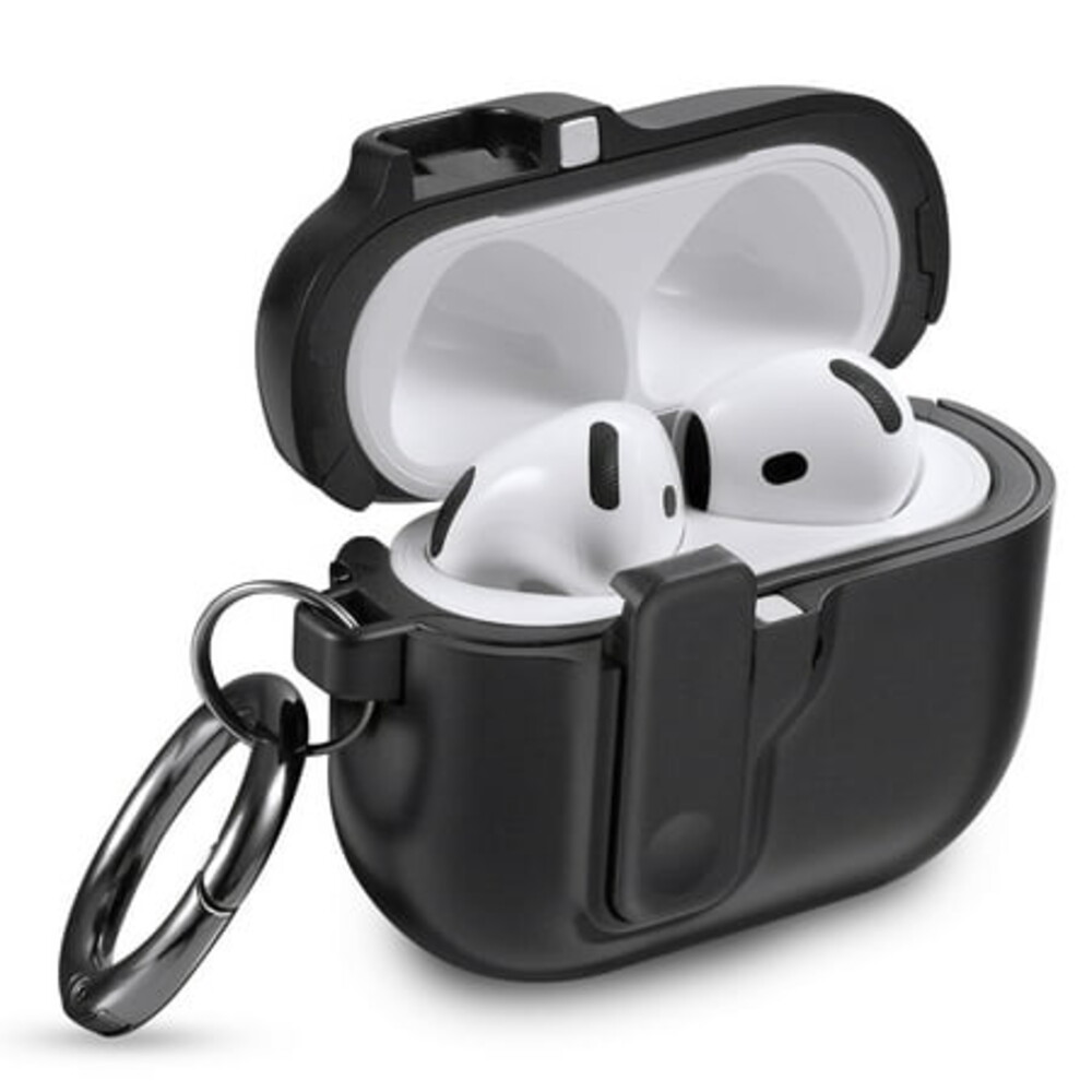 Vena Dual Layer Case for AirPods 4 Case with Lock, Protective Cover Compatible with Apple AirPods 4th Generation, Supports Wireless Charging, Black