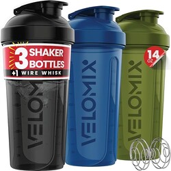 VELOMIX 3 Pack 14oz Protein Shaker Bottl