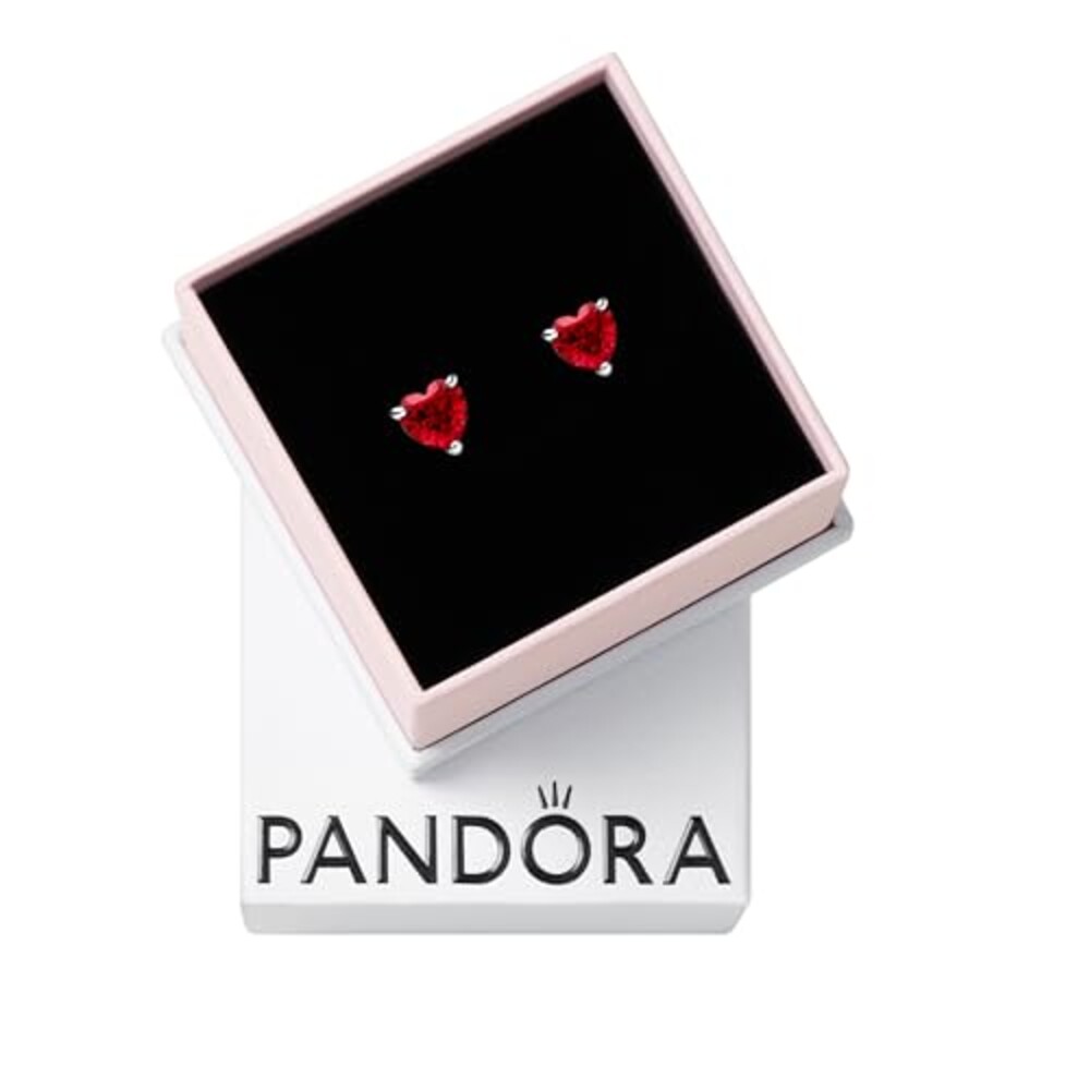PANDORA Red Heart Stud Earrings - Gift f