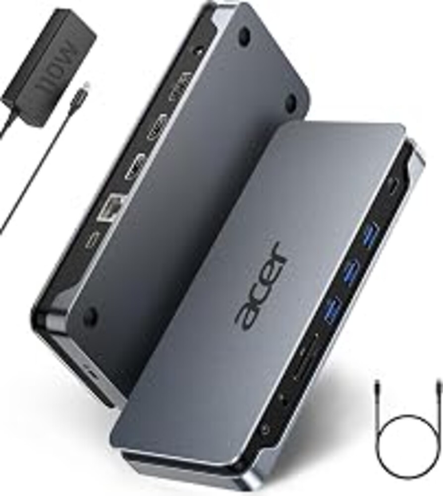 Acer 13-in-1 Laptop Docking Station, USB-C 3 Display Docking (2 HDMI+1 DP) | 100W Laptop Charging, 5Gbps USB-A/C, 1Gbps LAN, Requires Full-Featured USB-C Port, Windows Compatible,macOS Supports Only SST