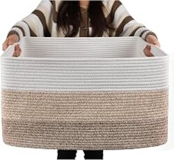 OIAHOMY Blanket Basket Laundry Basket Dog Toy Basket 75L Gradient Brown | Large Storage Basket,Baby Basket,Toy Storage,Woven Rope Basket for Blankets,Blanket Storage for Living Room
