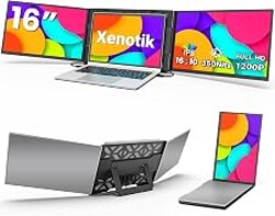 16" Laptop Screen Extender, 1200P FHD Ultra-Slim Triple Portable Monitor | Plug & Play via USB-C/HDMI, Driver Free, for 12"-17.3" Laptops, Travel Dual Monitor Extender for Win/Mac/Android/PS5/Chrome