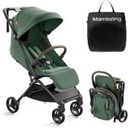Mamazing Ultra Air Lightweight Baby Travel Stroller with Carbon Fiber Frame | Compact & Airplane-Friendly, One-Handed Fold, 11.6 lbs, UPF50+ Canopy, Under-Seat Basket, Perfect for Toddler Travel, Green