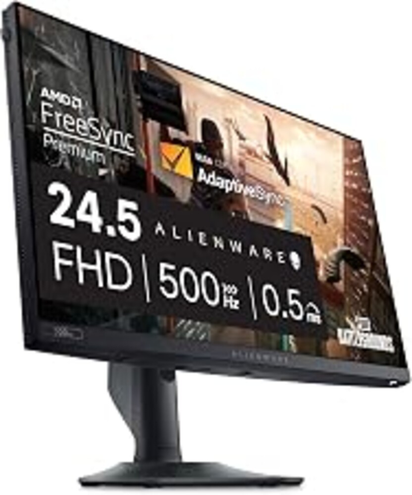 Dell 24 Monitor AW2524HF, FHD Fast IPS, 0.5ms, AMD FreeSync Premium | 400 cd/m² Brightness, Anti-Glare, 99% sRGB, Height Adjust 4.3in, Pivot, Swivel, VESA Adaptive-Sync, USB 3.2 Hub