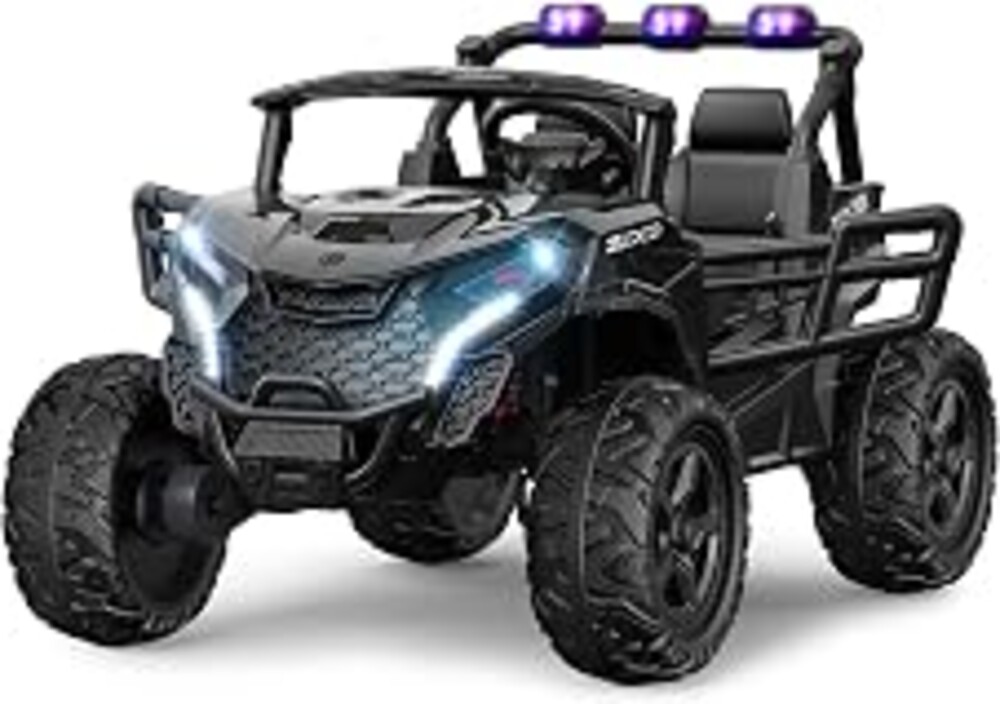 ARBELI 24V 2 Seater Ride on Car Truck, 4x200W Motors, EVA Tires, Black | 24V ride on toys for big kids 3-8, max 4.5mph, remote control, rainbow lights, bluetooth, shock absorbers, max load 133 lbs