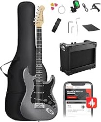DONNER DST-80 Electric Guitar 39” Beginner Electric Guitar Kit with Amp, Classic SSS Pickup Complete with Gig Bag, Tuner, Capo, Strap, Picks, and Free Online Lessons