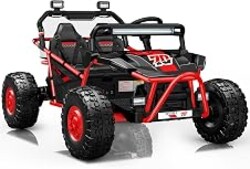 First Ride On 36V Kids Ride On UTV, 2-Seater 400W Electric Car for Kids 6+, 5-8 MPH Speed, 14" EVA Wheels, Metal Frame, Bluetooth Music, Rear Metal Suspension Off-Road Vehicle (Red)