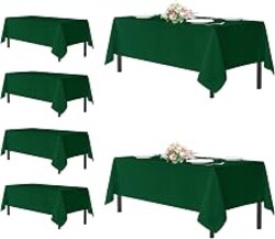 sancua Tablecloths Rectangle, 6 Pack Table Cloth for 6 Foot Tables, Hunter Green