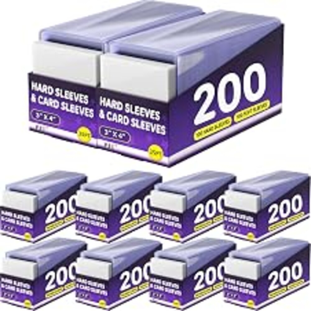 2000 Card Sleeves Hard Plastic, 3×4 Baseball Card Holder for Sports Cards | Trading Card Protectors,35pt Hard Top Cases for Football MTG PKM Game Trading Cards（1000 Hard Sleeves + 1000 Soft Sleeves)
