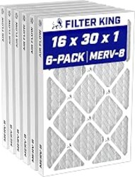 Filter King 16x30x1 Air Filter MERV 8, AC Furnace Filters (6-Pack) | Dust & Allergy Control (Actual Size: 15.5 x 29.5 x .75)