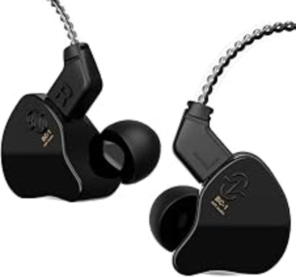 YINYOO CCZ Melody in Ear Monitors Earphones Headphones Wired Earbuds Without Microphone IEM HiFi Bass with 1DD 1BA, Ear fins, 4N OFC Cable for Musicians, Singer, on Stage, Studio (no mic, Dark Black)