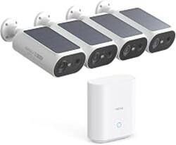 aosu 2K QHD Solar Security Cameras Wireless Outdoor System, 4-Cam-Kit | 2K Color Night Vision, Solar Powered, Stren&Light Alarms, 2Mins DIY Installation, No Subscription Required