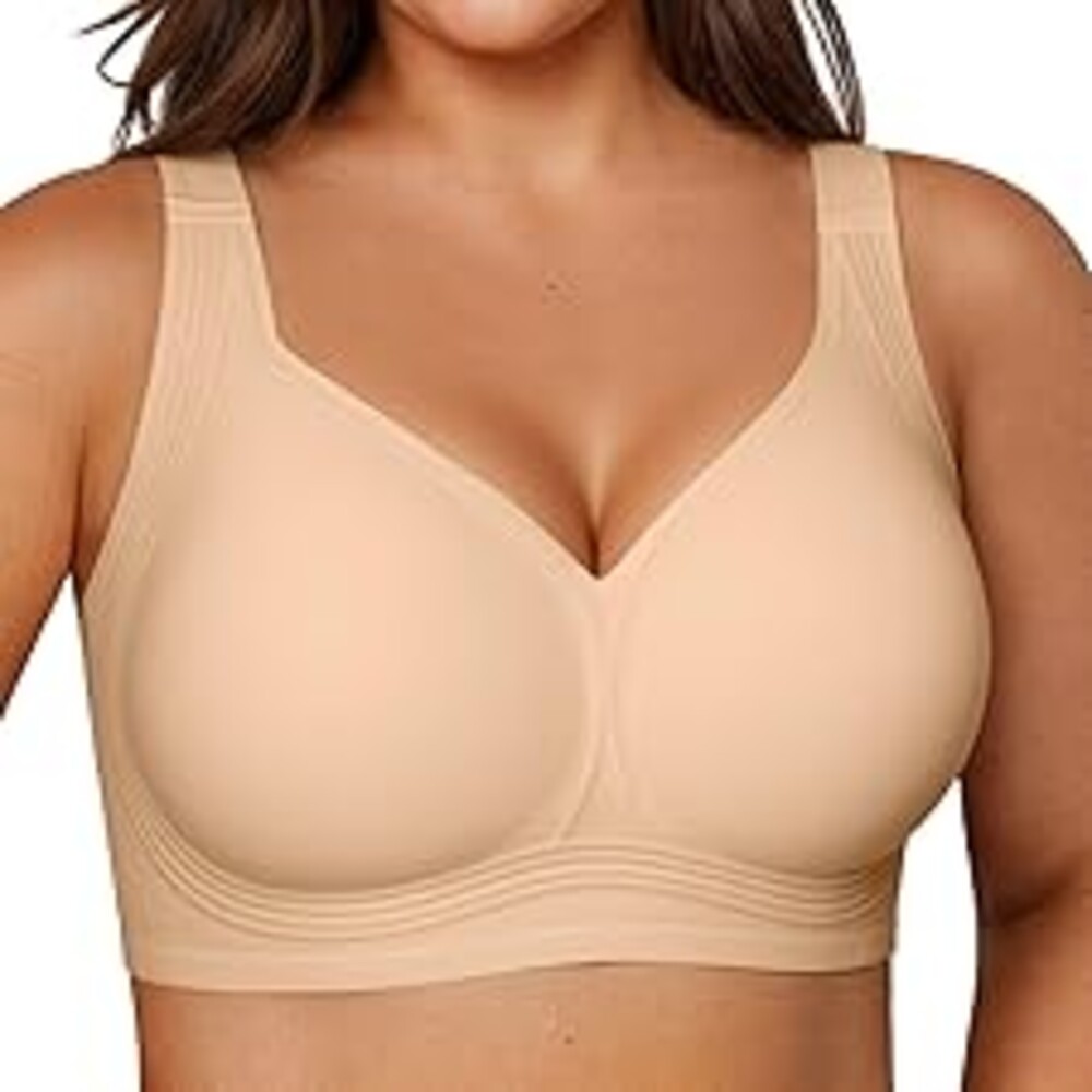 Vertvie Jelly Bras for Women No Underwire Minimizer Support | Plus Size Older Lift, Full Coverage & Smoothing Back, Push Up, Separation & Supportive, Soft Comfy Seamless Wireless Bralette
