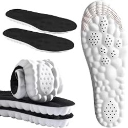 DWTWLE 4D Cloud Insoles for Men and Women Memory Foam Arch Support Inserts | Plantar Fasciitis Relief, Shock Absorbing, Anti Fatigue, Standing All Day, Work Boots, Sneaker (Black, Men: US 7-11)