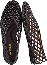 CUSHIONAIRE Siesta Modern Lattice Ballet Flats for Women, Comfortable Slip On Pointed Toe Womens Jelly Shoes