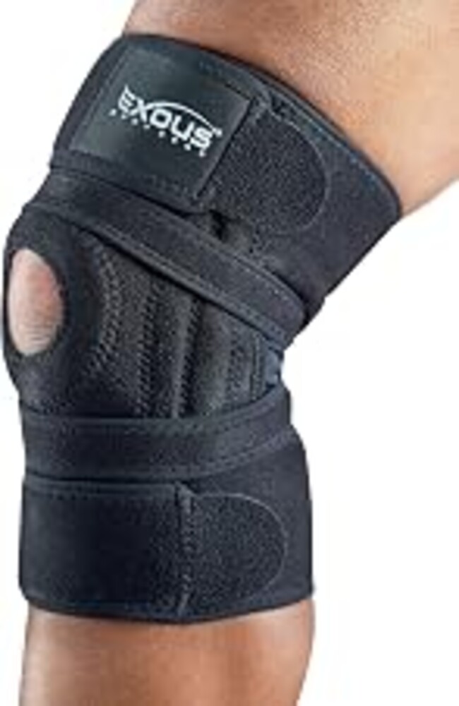 Knee Brace for Men & Women with Patented 4-Way Adjustable Support | Wraparound knee support, dual side stabilizers for patella, Meniscus, ACL and MCL stability during activity