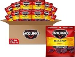 Jack Link's Teriyaki Beef Jerky Multipack - (20 Pack) 0.625 oz | Bags - Ready to Eat Real Meat Protein Snacks - 7g Protein per Serving - Made with 100% Real Beef