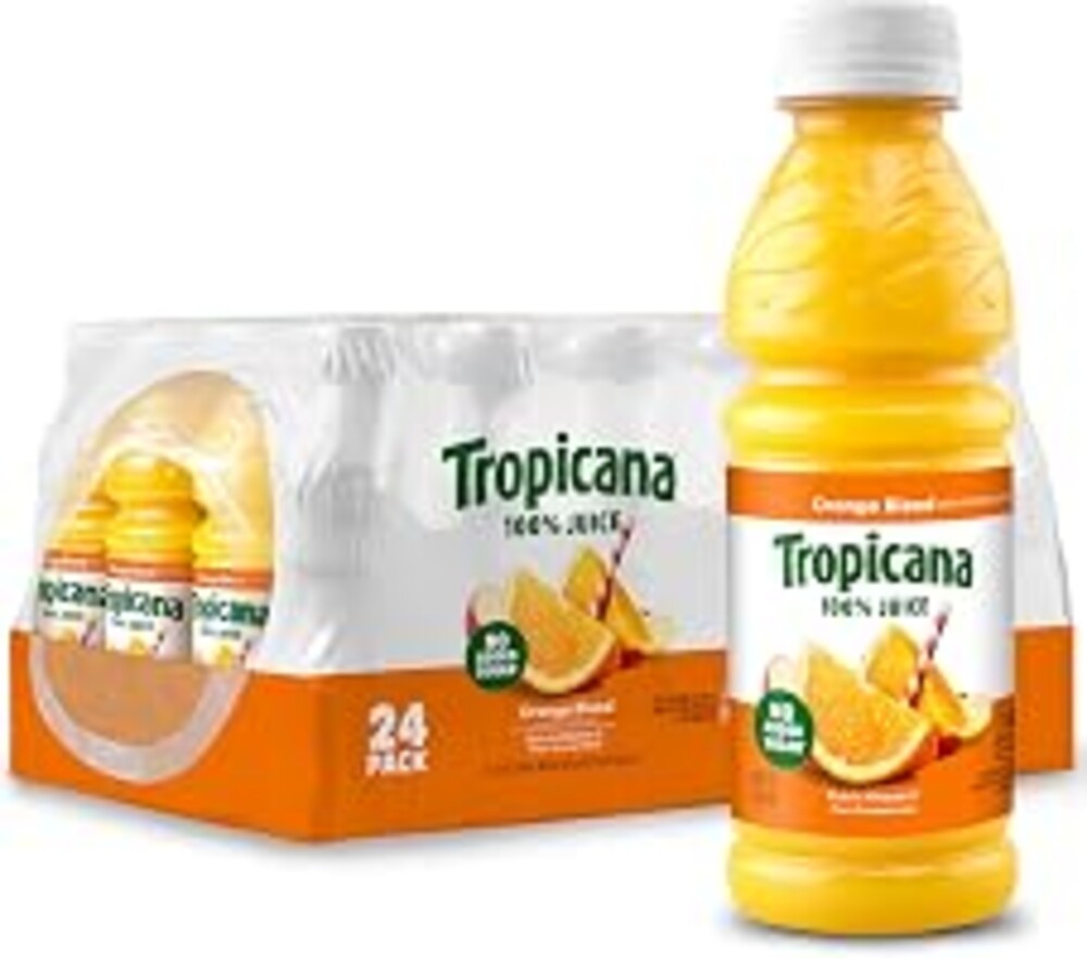 Tropicana 100% Juice Orange Blend, Single Serve, 10 fl oz Bottles (Pack of 24) - Real Fruit Juice, Vitamin C Rich, No Added Sugars, No Artificial Flavors