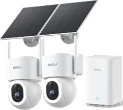 aosu D1 Max, 2-Cam Kit, 4K Solar Security Cameras System Wireless Outdoor | No Subscription Required, 1TB Expandable Storage, 360° PTZ Cross-Cam Auto Tracking, Smart Detection, Full Color Night Vision