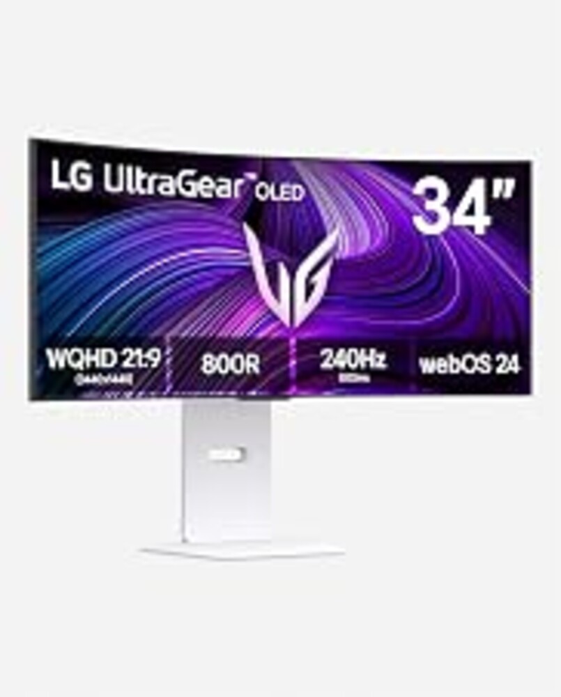 LG 34GX90SA-W 34-inch Ultragear WQHD (3440 x 1440) OLED Curved Gaming Monitor 240Hz, 1ms, NVIDIA G-Sync Compatible, AMD FreeSync Premium, VESA DisplayHDR True Black 400, webOS, USB Type-C, White