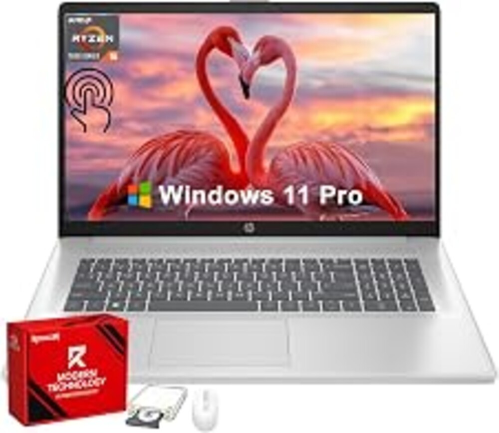 HP 17.3" Touchscreen Laptop, 64GB RAM, 2TB SSD AMD Ryzen 5 7430U CPU | Fast Charge, AI Copilot Key, HDMI, Wi-Fi 6, Large Display, Windows 11 Pro Computer for Business & Home w/Accessories