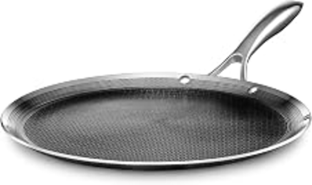 HexClad 12" Hybrid Nonstick Griddle Pan, BBQ, Dishwasher and Oven Safe | Stay-Cool Handles, Oven Safe up to 900°F, Compatible with All Cooktops, Induction Ready