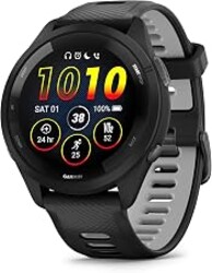 Garmin Forerunner® 265, Running Smartwatch, 46mm, Black/Powder Gray | Advanced Training Metrics & Recovery Insights, Music On Your Wrist, Garmin Coach, Daily Suggested Workouts