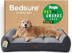 Bedsure SupportMax™ Extra Thick Orthopedic XL Dog Bed for Extra Large Dogs | 48" Premium Supportive Couch for Senior Dogs, Water-resistant Removable Washable Cover, Big Comfy Pet Sofa with Sherpa, Grey
