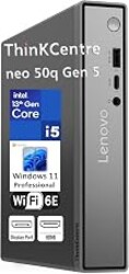 Lenovo ThinkCentre neo 50q Gen 5 1L Mini Desktop, Intel Core 5 210H 8-Core | 8GB DDR5, 256GB SSD, Wi-Fi 6E, Windows 11 Pro, Ultra-compact 1L desktop with dual display support, and enterprise security