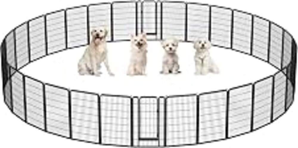 Yaheetech Dog Playpen 47in 32 Panels Pet Fence for Indoor Yard RV Camping | Easy Setup, Heavy Duty Rustproof Frame with Secure Latch Door, DIY Layouts,Foldable Storage, Ideal for Large Dog Breeds