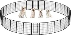 Yaheetech Dog Playpen 47in 32 Panels Pet Fence for Indoor Yard RV Camping | Easy Setup, Heavy Duty Rustproof Frame with Secure Latch Door, DIY Layouts,Foldable Storage, Ideal for Large Dog Breeds