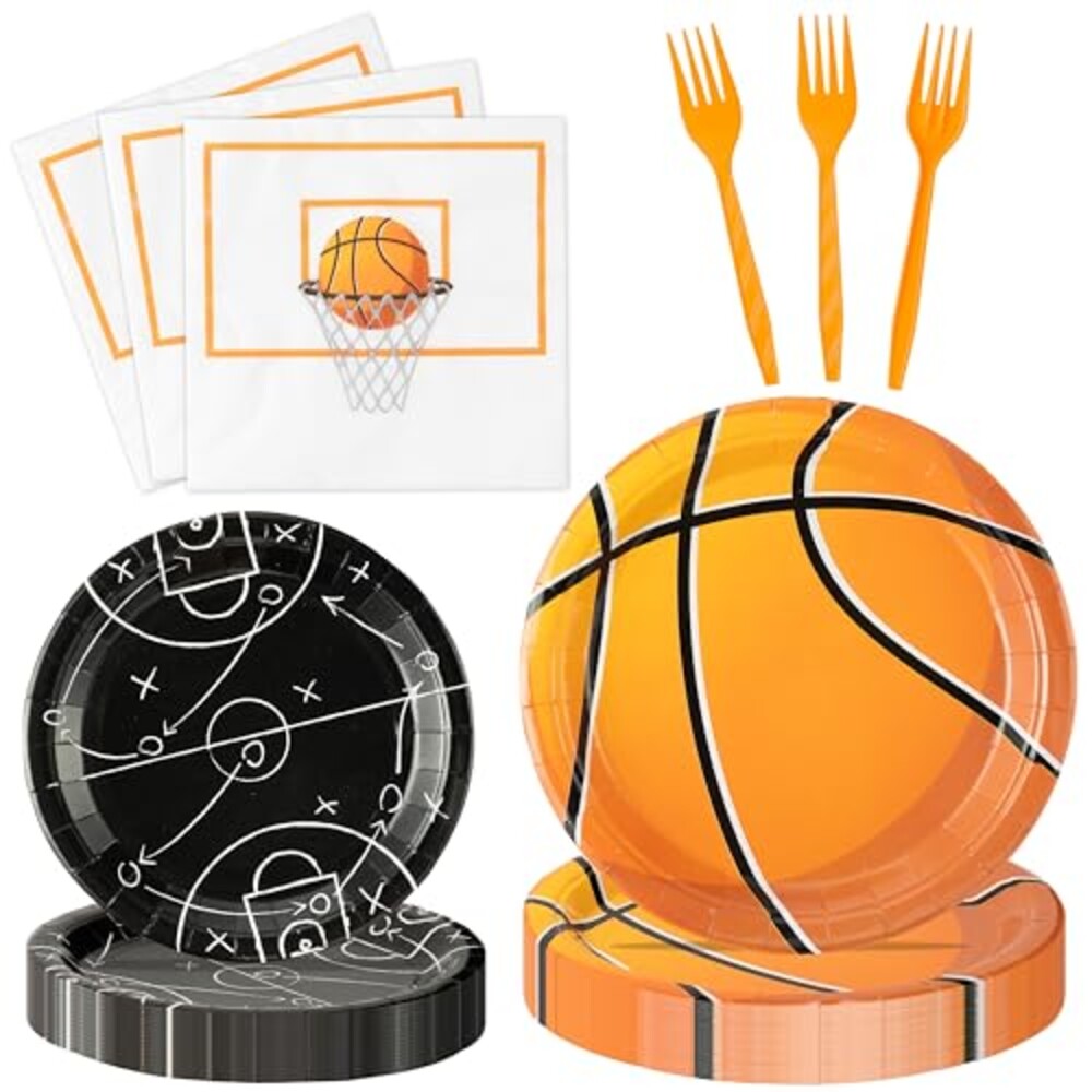 G1ngtar 96Pcs Basketball Party Plates Su
