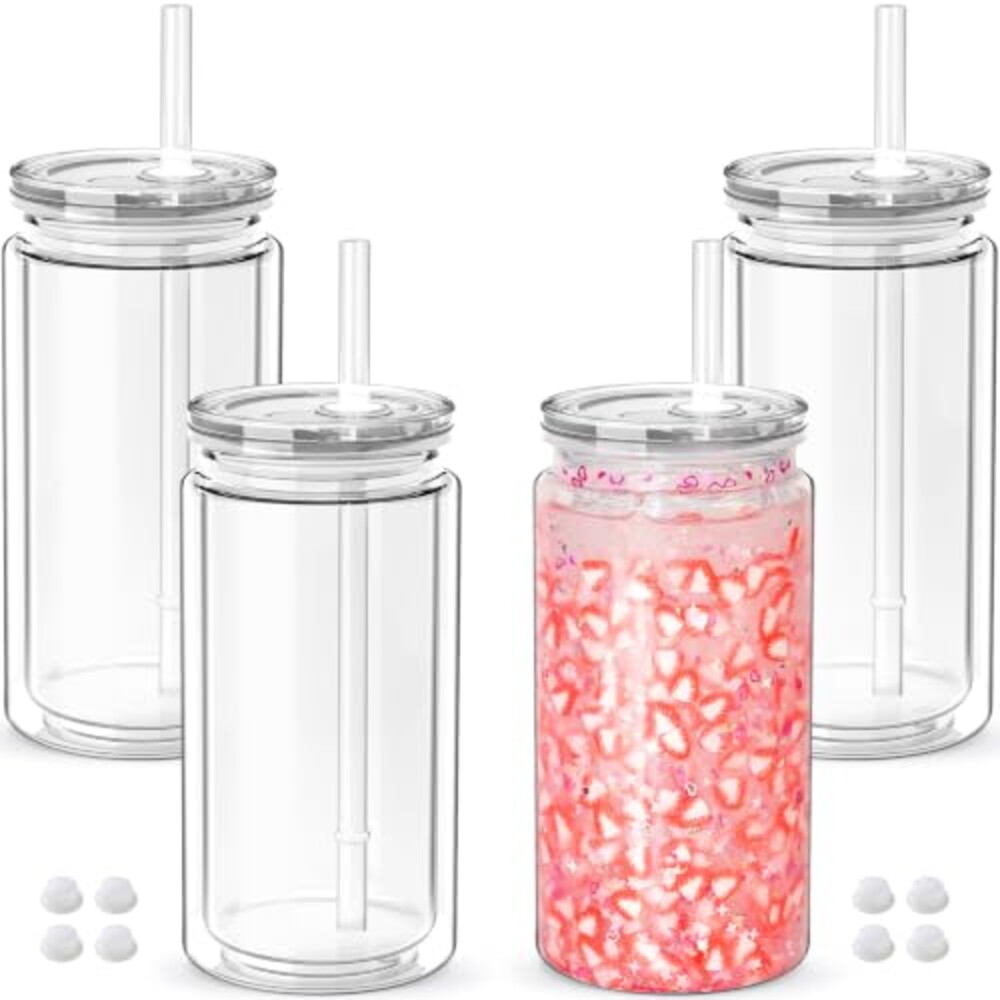 UIRZOTN 4 Pack 16oz Snow Globe Tumbler w