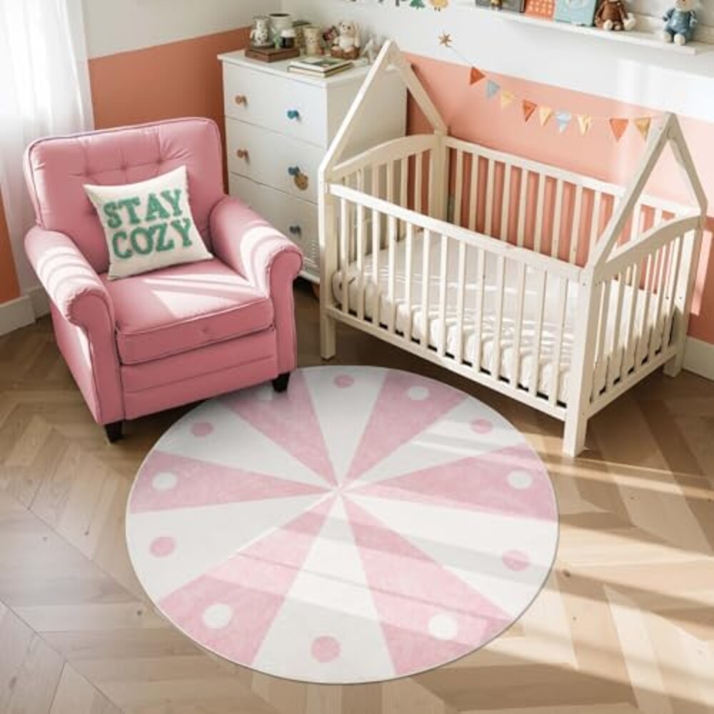 jinchan 5ft Round Rug Washable Cute Play