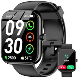 Smart Watch with Alexa Built-in, 1.83" HD Touchscreen Fitness Tracker, Bluetooth Notifications/Calls, IP68 Waterproof, 120+ Sport Modes, 24/7 Heart Rate & Sleep Monitor for iPhone Android iOS (Black)
