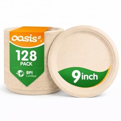 OasisSN 9 Inch Paper Plates 128 Pack, He
