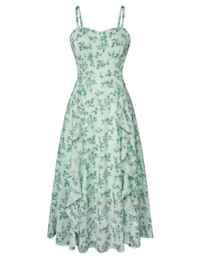 Belle Poque Women Sun Dresses Midi Ruffl