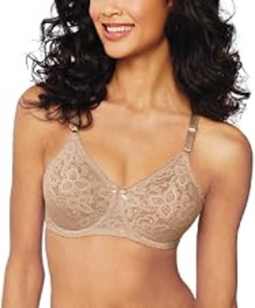 Bali Women's Underwire Lace Bra, Lace 'N Smooth Bras for Women, Stay-in-Place Straps, Full Coverage