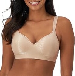 Bali Women's Wireless Bra DF3463, Comfort Revolution Full-Coverage Bras for Women, Moisture-Wicking, Wirefree