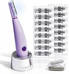 Michael Todd Beauty Sonicsmooth Pro+ Dermaplaning System & Eyebrow Trimmer | Peach Fuzz Removal, Dermaplane Razor for Women Face w/ 16 Blades & 2 Microsmooth Exfoliation Tips, LED Light, 3-Year Warranty