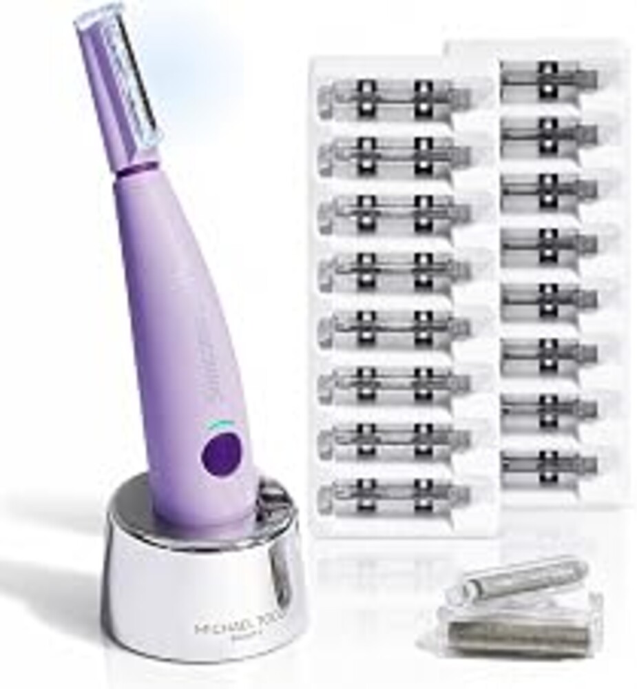 Michael Todd Beauty Sonicsmooth Pro+ Dermaplaning System & Eyebrow Trimmer | Peach Fuzz Removal, Dermaplane Razor for Women Face w/ 16 Blades & 2 Microsmooth Exfoliation Tips, LED Light, 3-Year Warranty