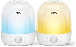 DREO Smart Humidifiers for Bedroom Baby, 30H & 28dB for Nursery | Top Fill Cool Mist Humidifiers, 1500+RGB Lights & Sleep Trainer, Air Humidifier for Plants, HM490，2-pack