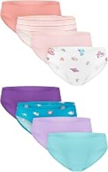 Hanes Girls' And Toddler Organic Underwear, Brief & Hipster, 8-pack, Pure Comfort Organic 100% Cotton Panties